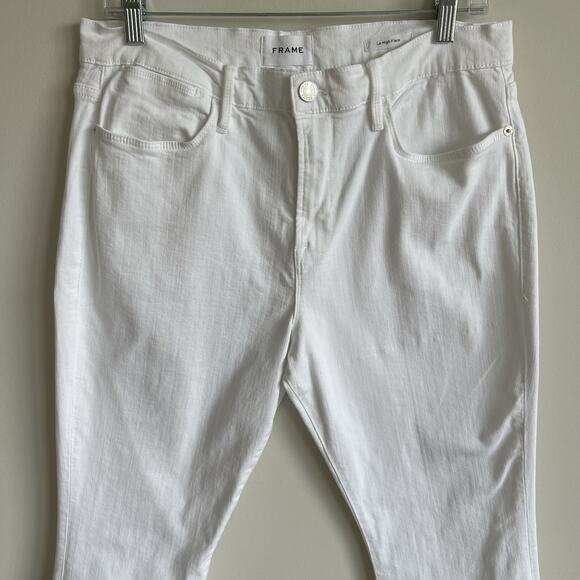 Frame Le High Flare Jeans Womens Size 33 White Denim Stretch Flared Leg Pants - Picture 4 of 16